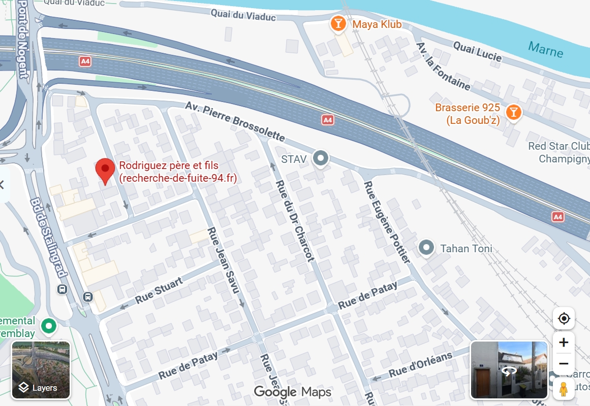 Carte Google Maps de Rodriguez Père et Fils, installateur de chauffe-eau à Champigny-sur-Marne